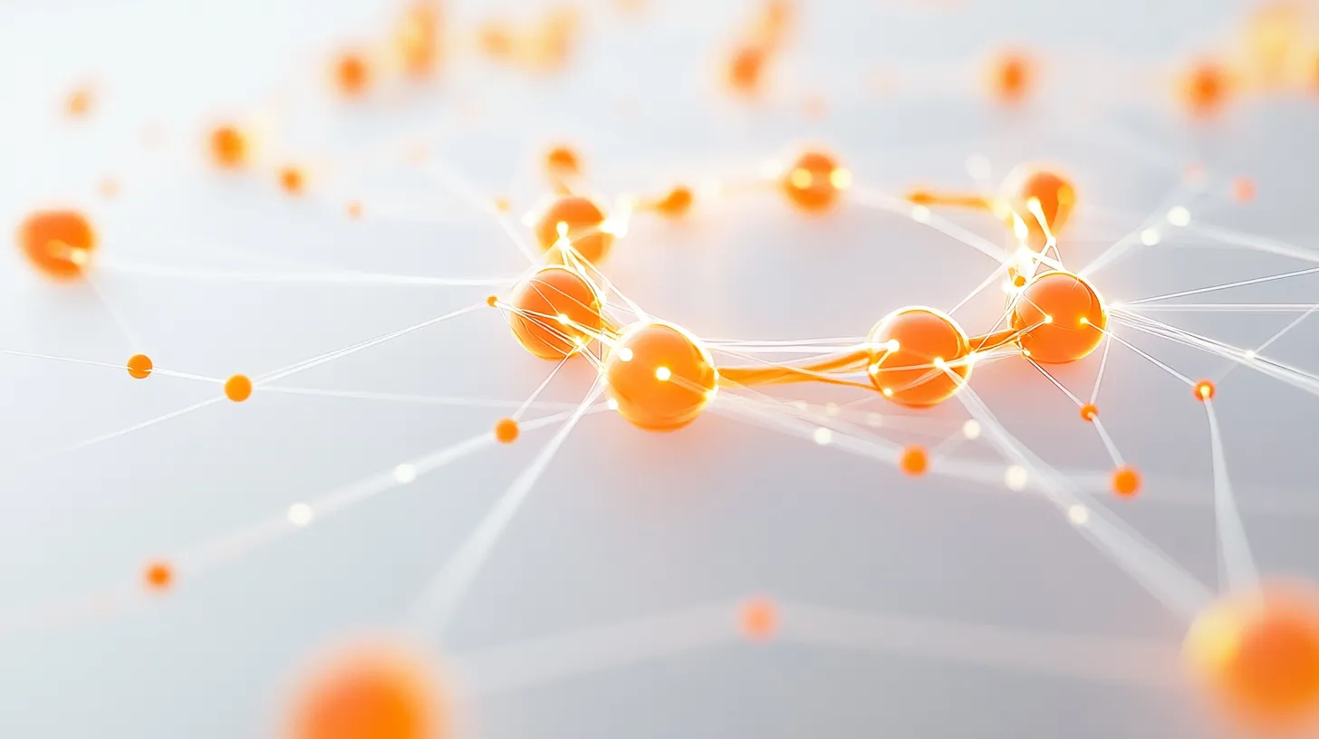 Abstract network of connected nodes representing banking API integrations